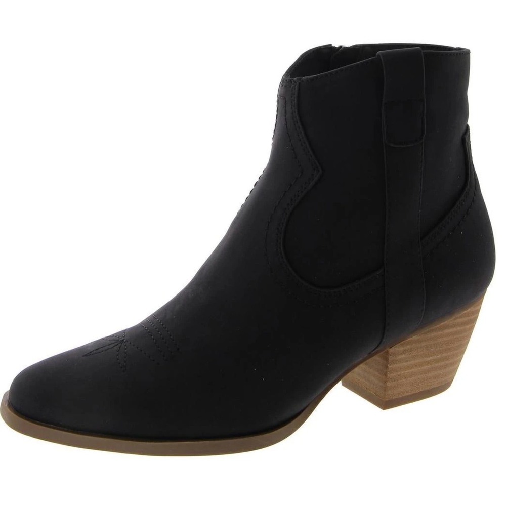 Dolce Vita Black Pueblo Ankle Boots Block Heel Western Size 7.5